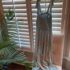 Tie Shoulder Smocked Maxi Dress